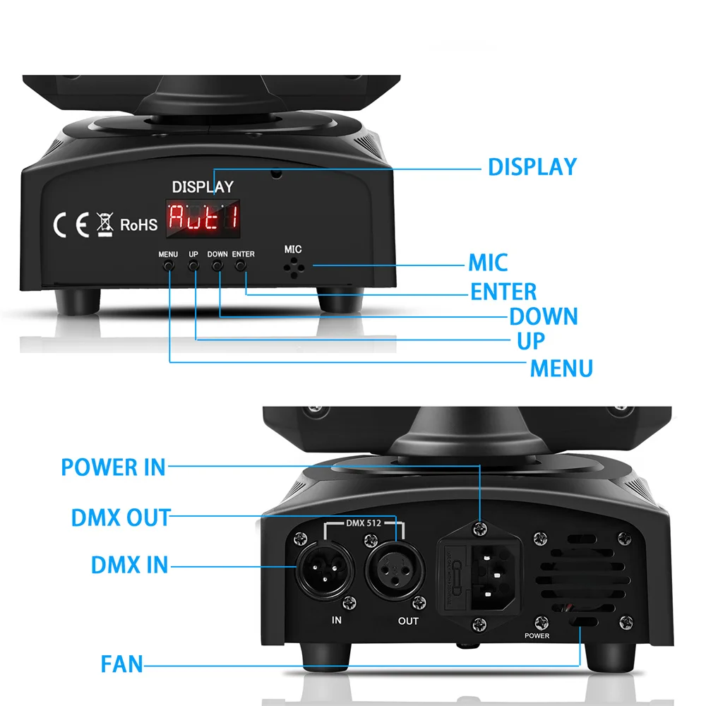 Imagem -06 - Black Led Moving Head Light Controle de Voz Rgbw 30w Dmx512 Efeitos de Palco para Festas Boate Casamento Ktv