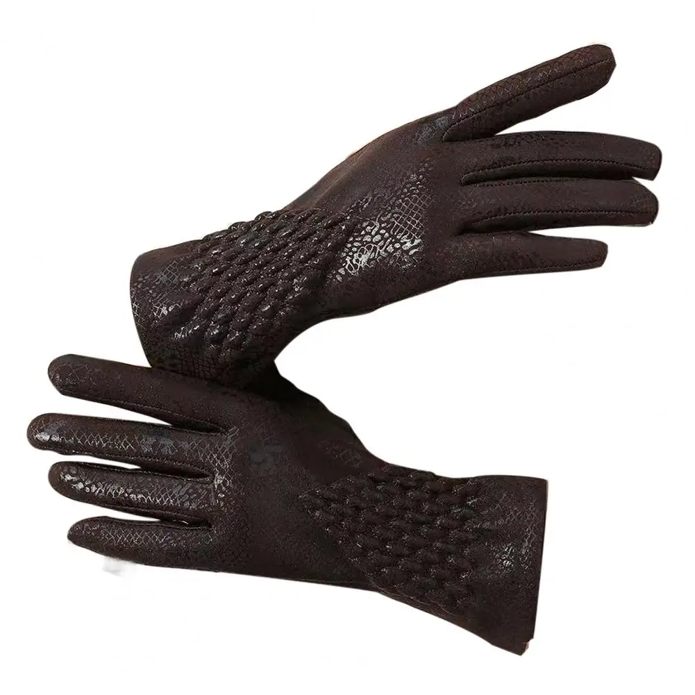 Touch Screen Gloves Women's Winter Cycling Gloves with Snakeskin Design Touchscreen Compatibility Anti slip Grip for Cold