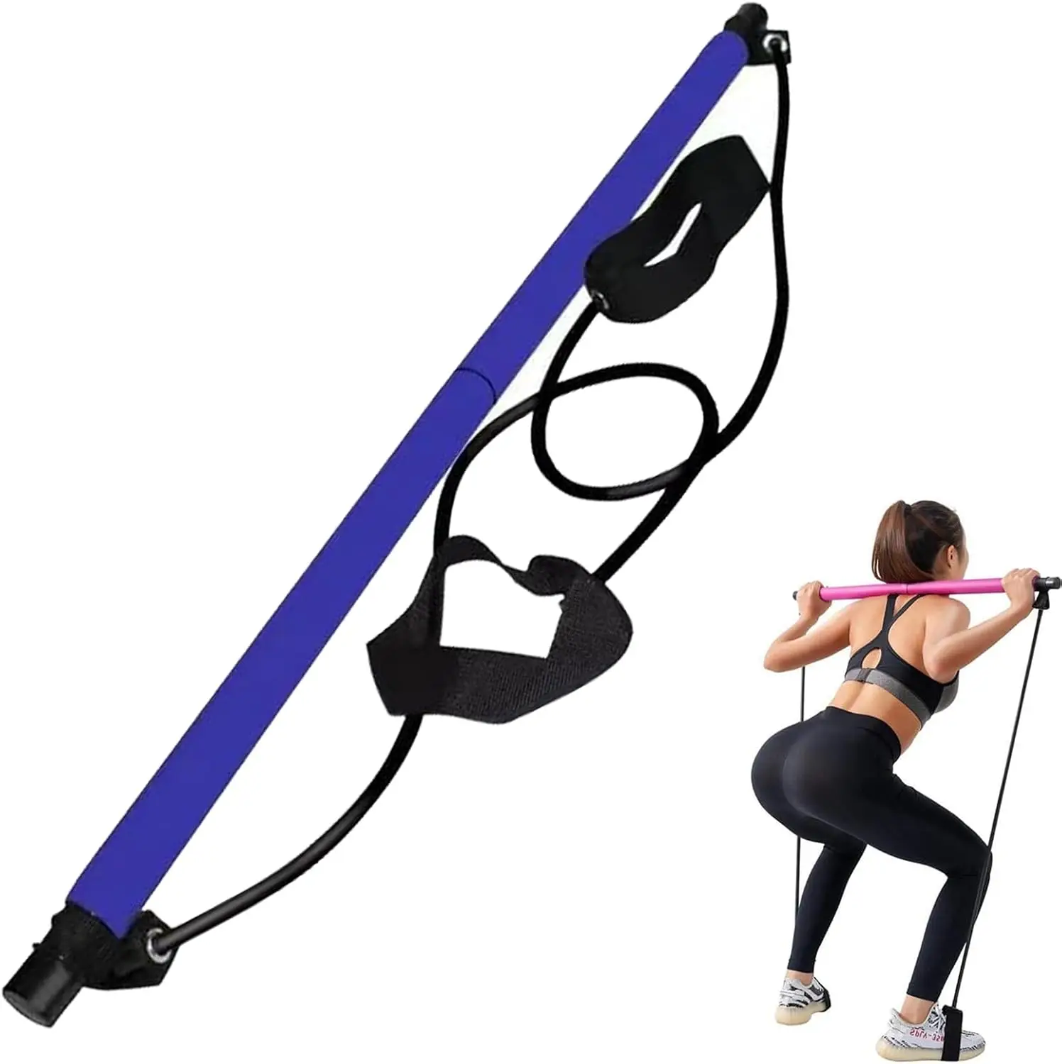 , Portable  Sculpt   with Resistance Bands, Multifunctional   with Foot Lo-op, Stretched   , Exercise Equipment, Squat, Yoga for