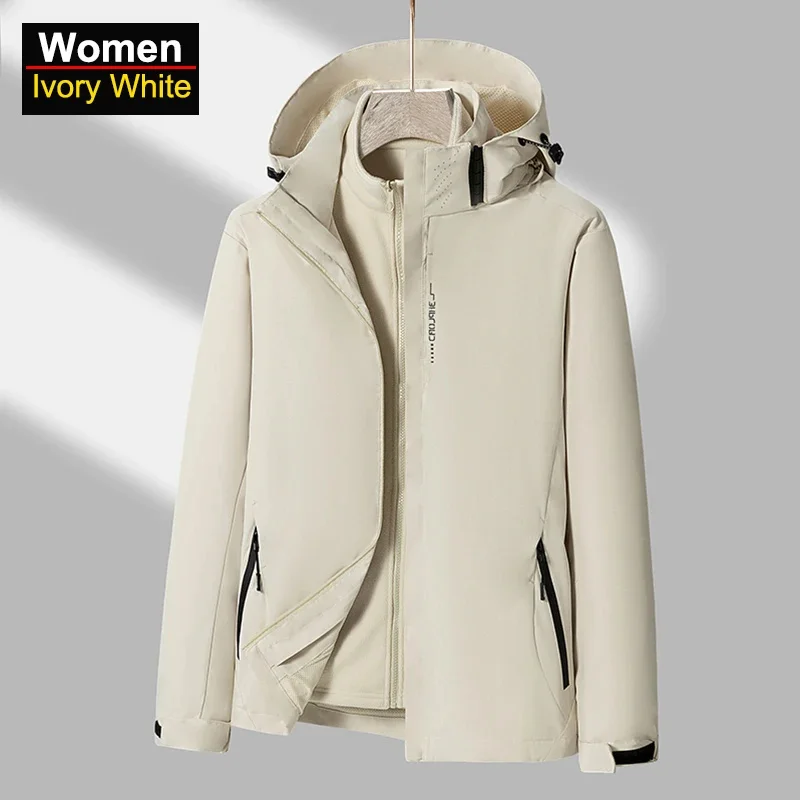 Women's 3 In 1 Thick Hiking Fleece Jacket Waterproof Winter Windbreaker Outdoor Warm Camping Women Windproof Coat