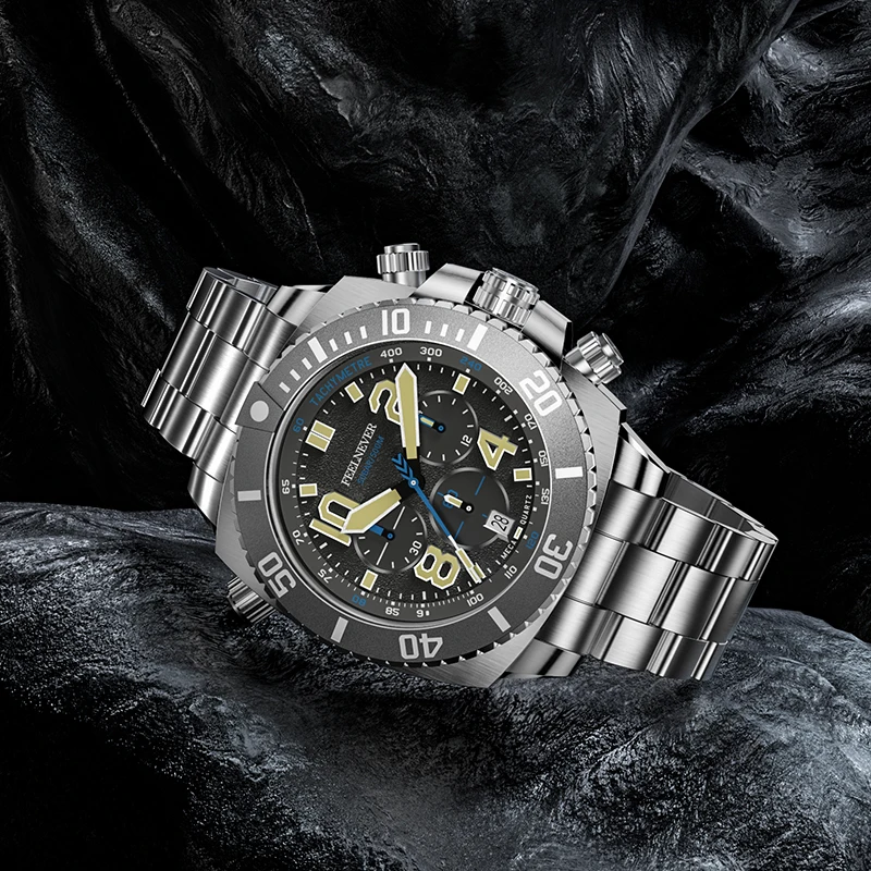 FeelNever Origianl Design Orologi al quarzo per uomo Moda Lusso Data Acciaio inossidabile 316L Vetro zaffiro Orologio da uomo Reloj Hombre