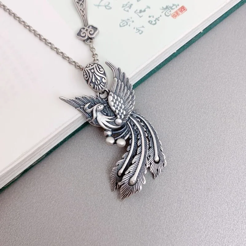 

Retro Old Crafts Phoenix Clavicle Chain Pendant Atmospheric Personality Ethnic Style Pendant Pendant Accessories