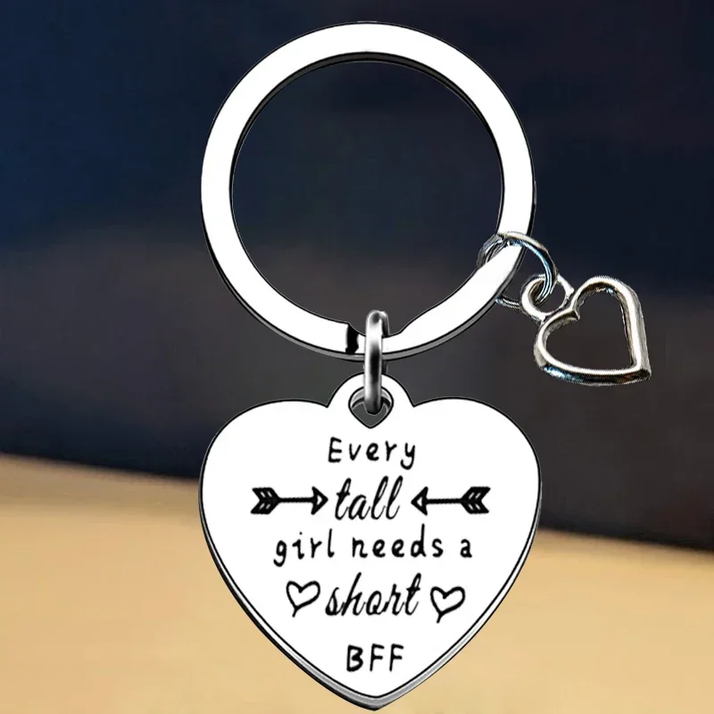 New Funny tall short best friend Keychain Friendship Key Chain Pendant Jewelry soul sister big little sisters Gifts