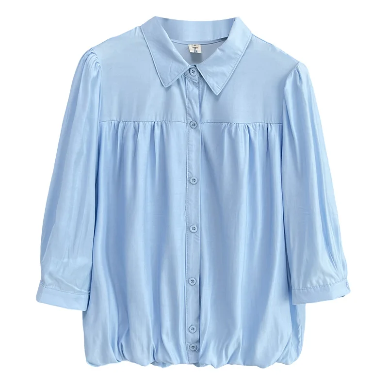 

2025 Plus Size Women's Blouses New Fashionable And Elegant Casual Loose Three Quarter Sleeve Shirt 100KG 8511