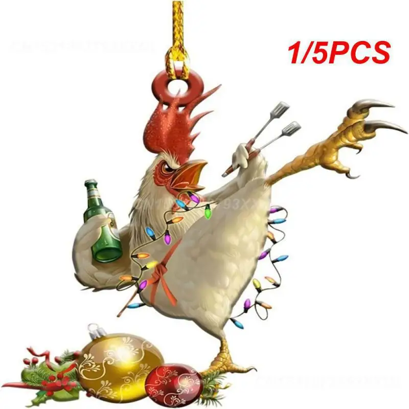 1/5PCS Christmas Tree Ornaments Unique Design Durable Outdoor Decorations Courtyard Chicken Decoration Trend Christmas Cock