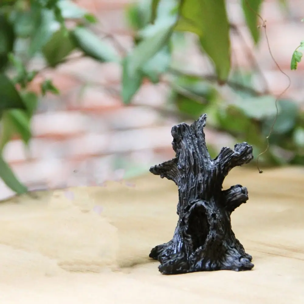 3pcs Resin Mini Withered Tree Trunks Statue Black Unique Miniatures Figurines Waterproof Creative