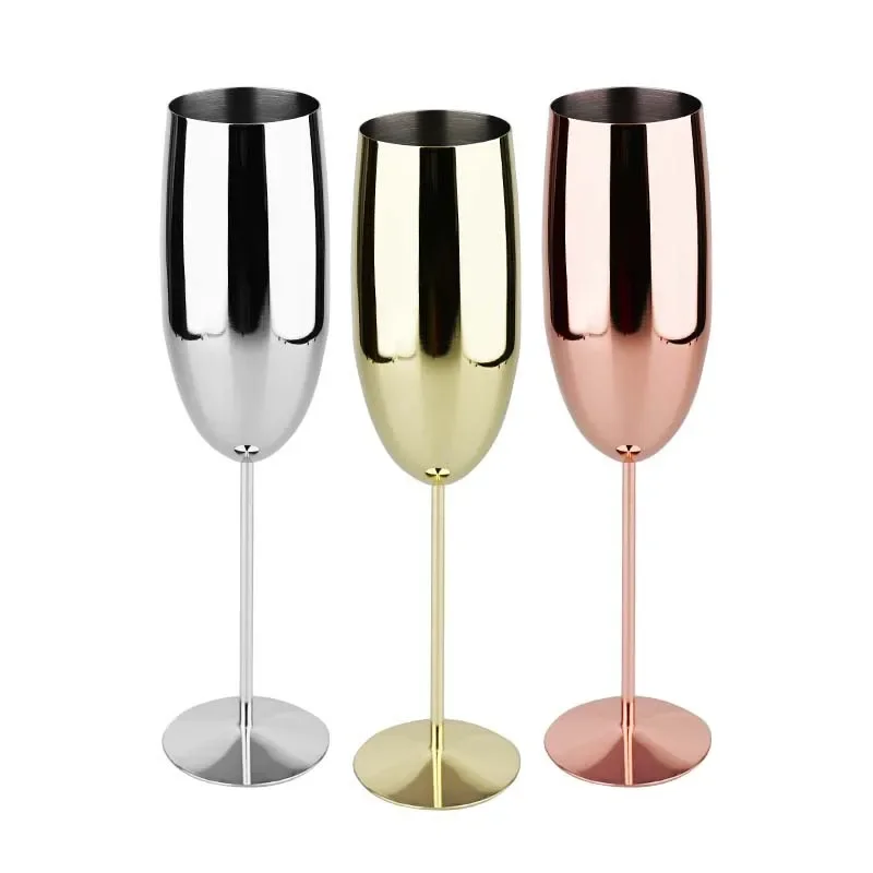 Light luxury metal goblet 304 stainless steel champagne red wine, cocktail glass bar party sparkling wine glass wine set