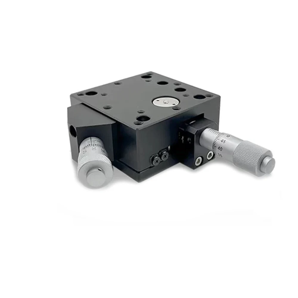 Manual X-Axis Coarse and Fine Adjustment Slide Table 60x60mm Cross Roller Guide Micrometer Linear Stage