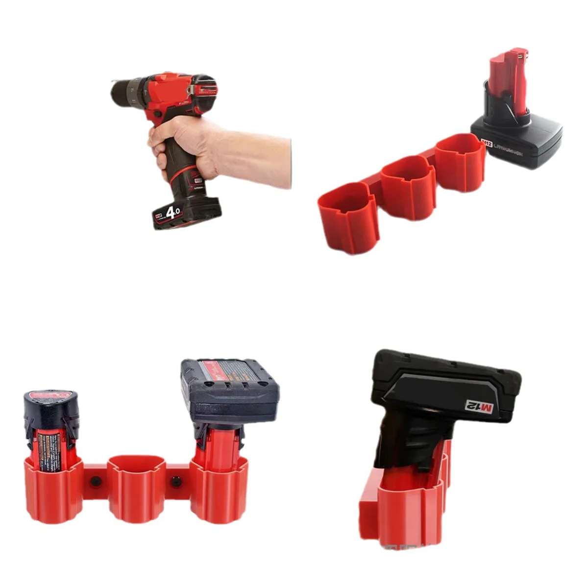 ABXK Soporte de batería de iones de litio Soporte fijo de almacenamiento Base de instalación Estante de exhibición para M12 12V para 10,8V BL1013
