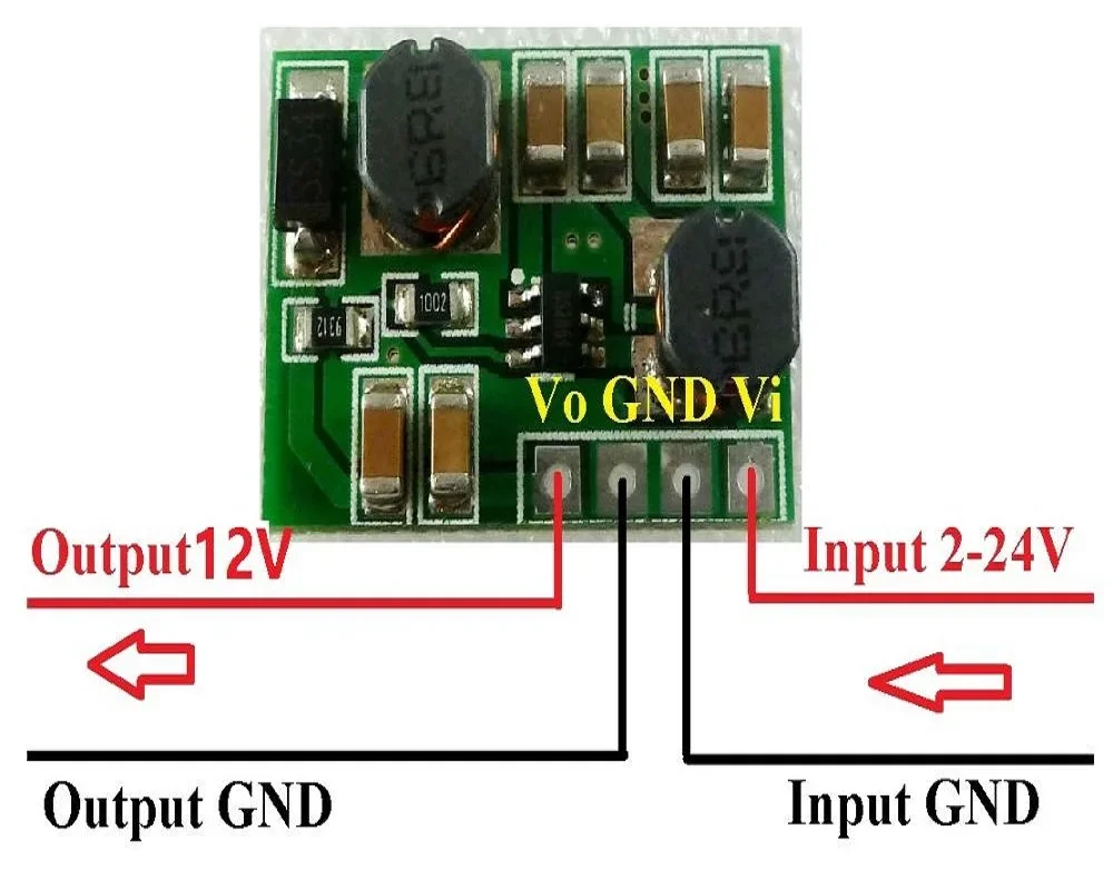 2 Pcs DD2412SA_12V 7W 2 In 1 Step-UP And Step-Down 3V 3.7V 5V 9V 15V 18V To 12V DC-DC Converter Regulator Module