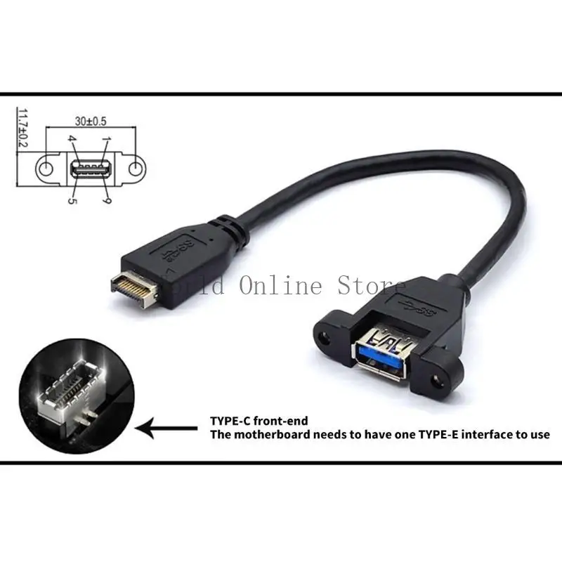 

USB 3.2 Передняя панель винтового крепления кабель черный