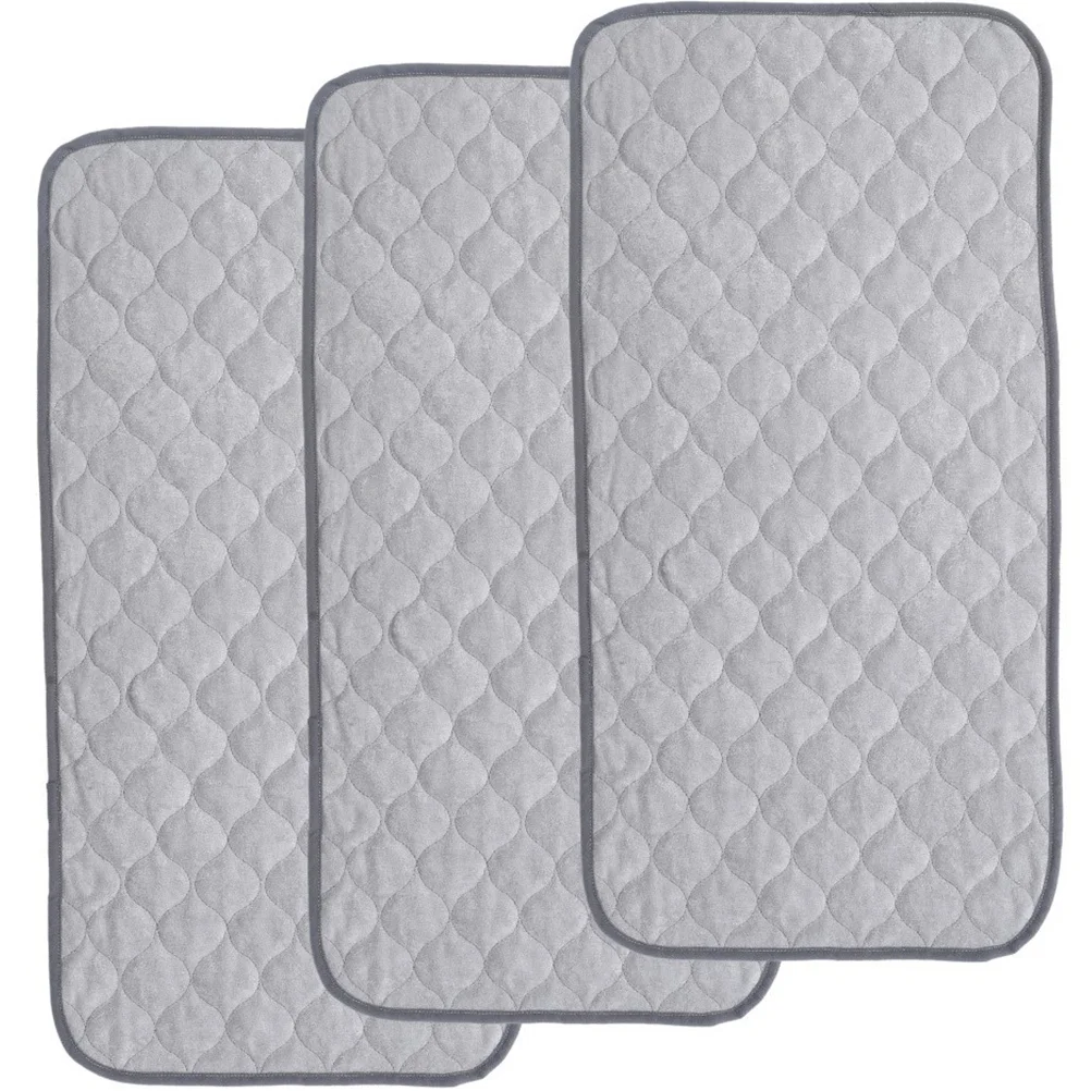 

3pcs Baby Diaper Changing Pad Waterproof Reusable Bassinet Mattress Protector Gray Rectangular Tpu Infant Care Pad