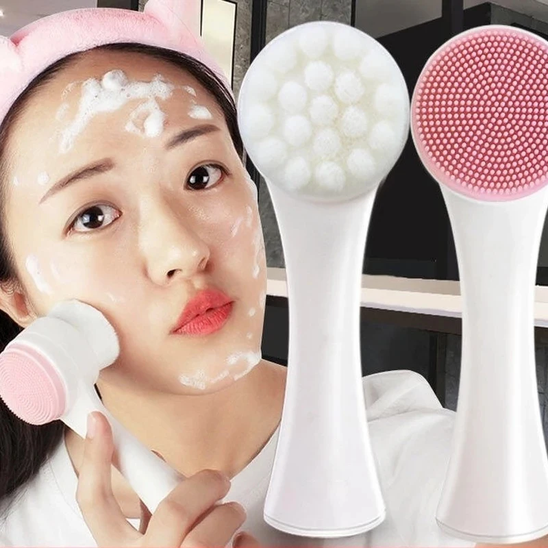 Spazzola per la pulizia del viso Detergente per il viso bifacciale Prodotto per la rimozione dei punti neri Detergente per i pori Esfoliante Spazzola per il viso Casa