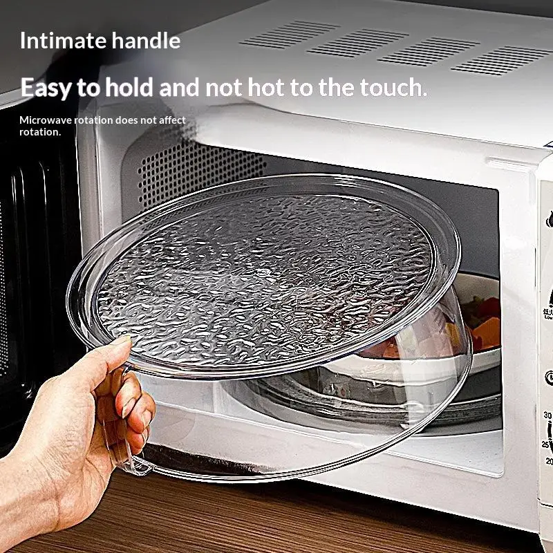Heat Resistant Microwave Oven Cover PC Material With Handle Anti-Splatter Dish Shield for Home Daily Cooking