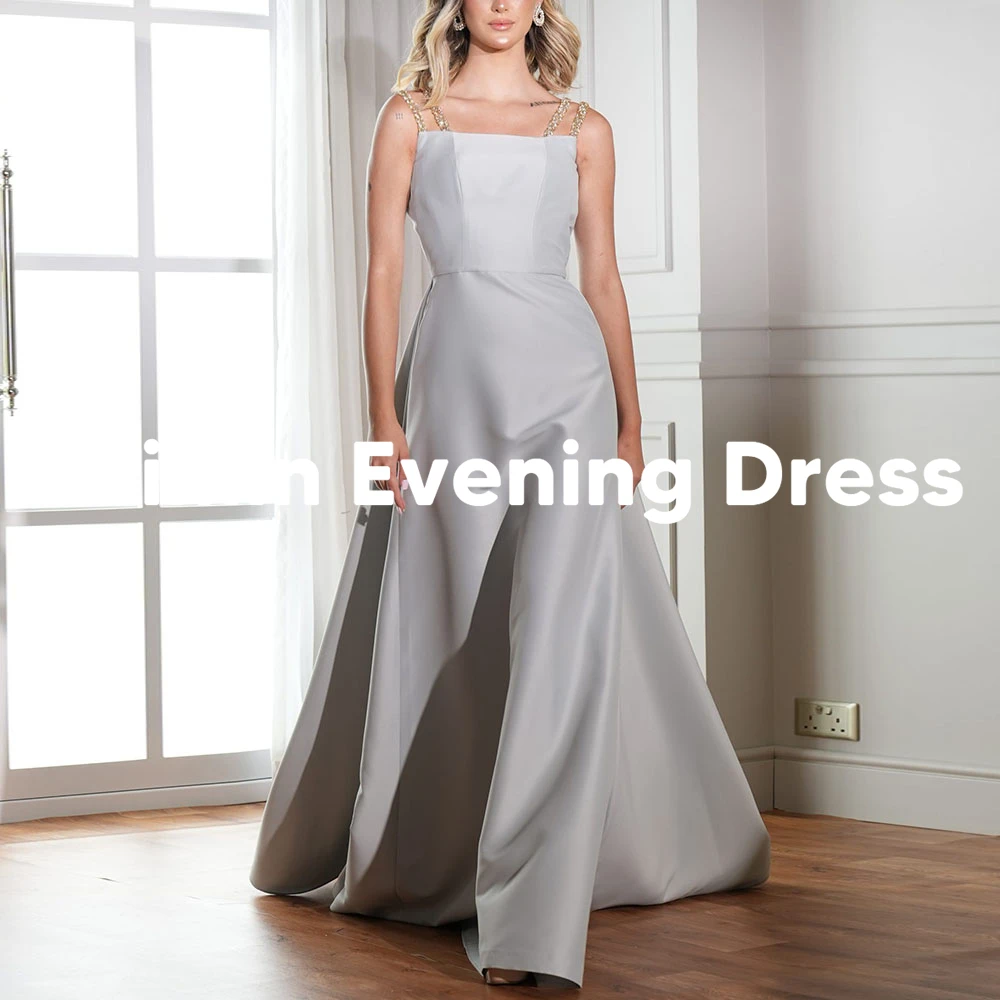 

Simin Индивидуальные женские вечерние платья с квадратным вырезом и открытой спиной, расшитые бисером и без рукавов, элегантные платья длиной до пола, 2025