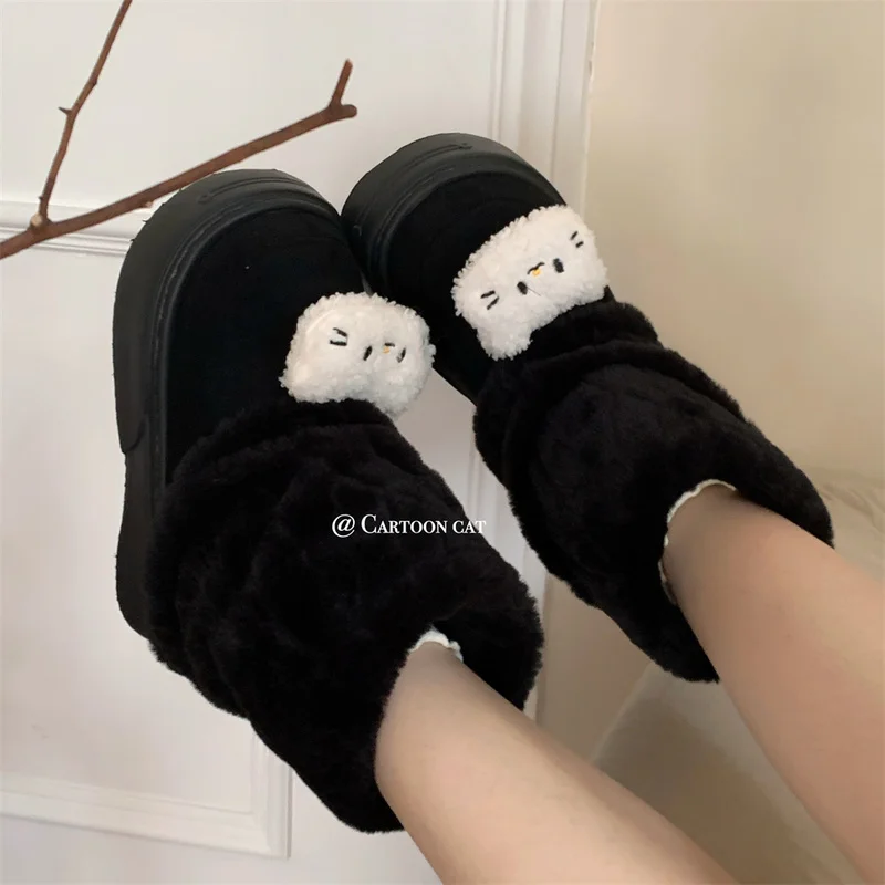 2025 Sanrio Hello Kitty Stivali da neve Anime Scarpe invernali in cotone Carino Y2K Ragazza calda Outdoor Fondo spesso antiscivolo Stivali al polpaccio Regali