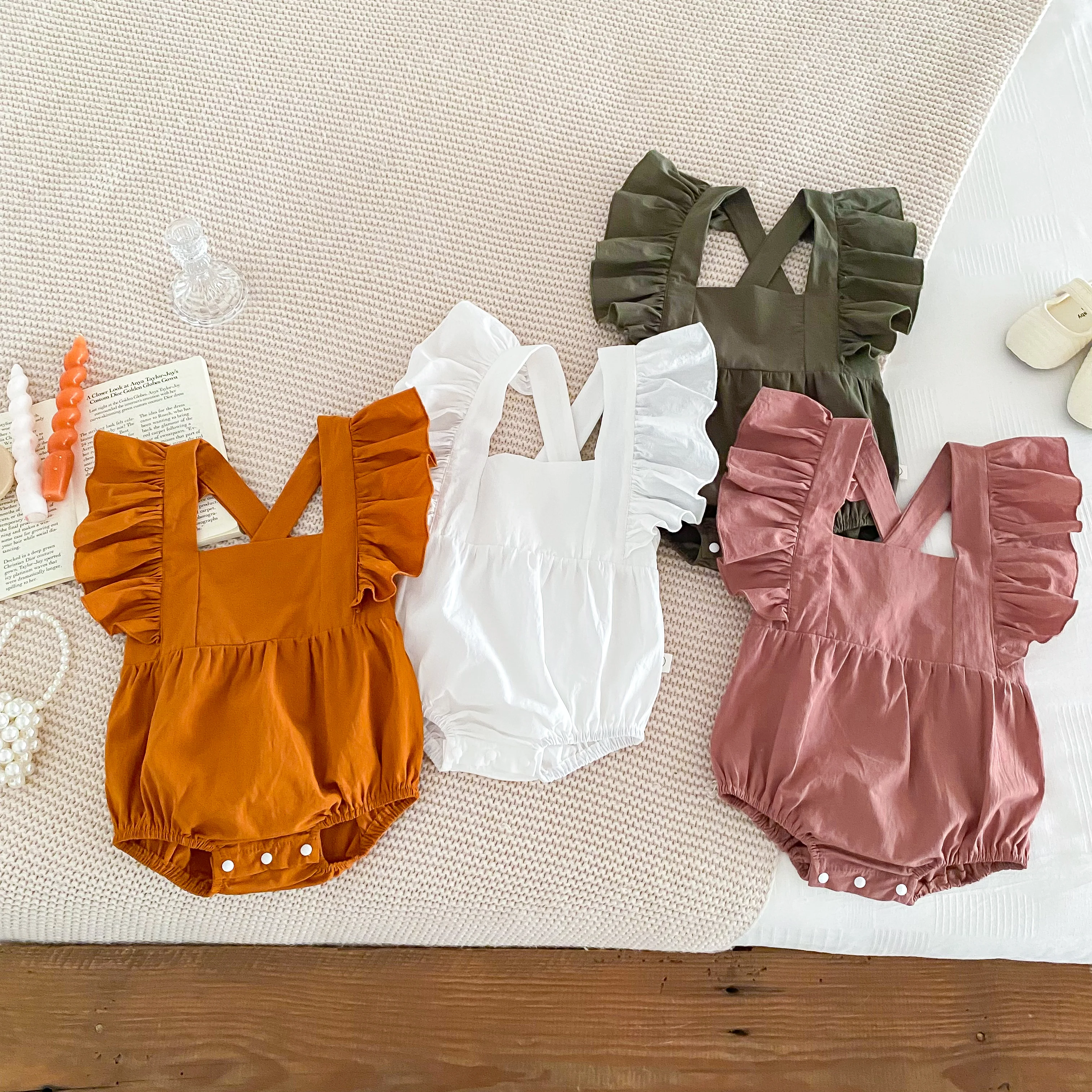 Baby Romper for Girls Solid Cotton Summer Baby Jumpsuit Baby Bodysuit Baby Clothing 0-24 Months