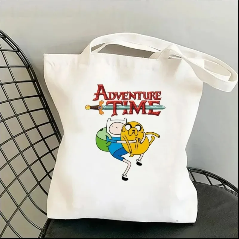 Adventure Time Women Tote Bags Harajuku Reusable Shoulder Bag Large Capacity Shopper Shopping Bags Causal Girls Canvas Handbag