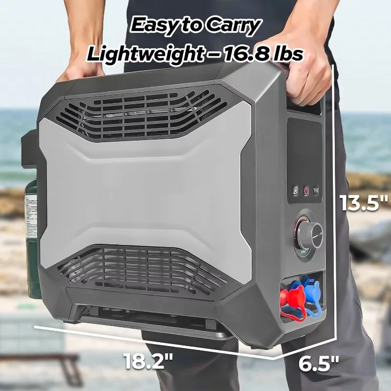 

Перезаряжаемый уличный душ для кемпинга с защитой от опрокидывания и газовым водонагревателем