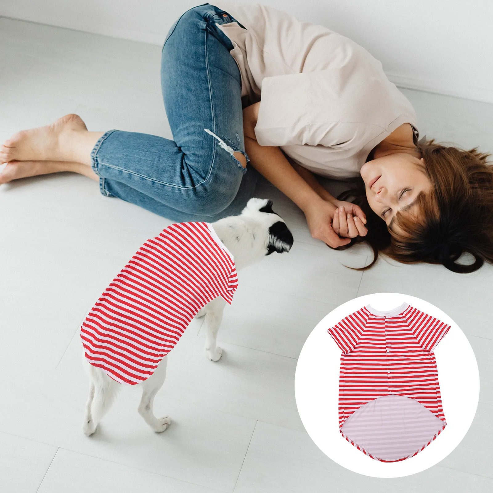 

Large Clothes Cotton Vest For Medium To Large Dogs Red White Striped T Shirt Husky Golden Retriever Dog Shirts Dog Vest