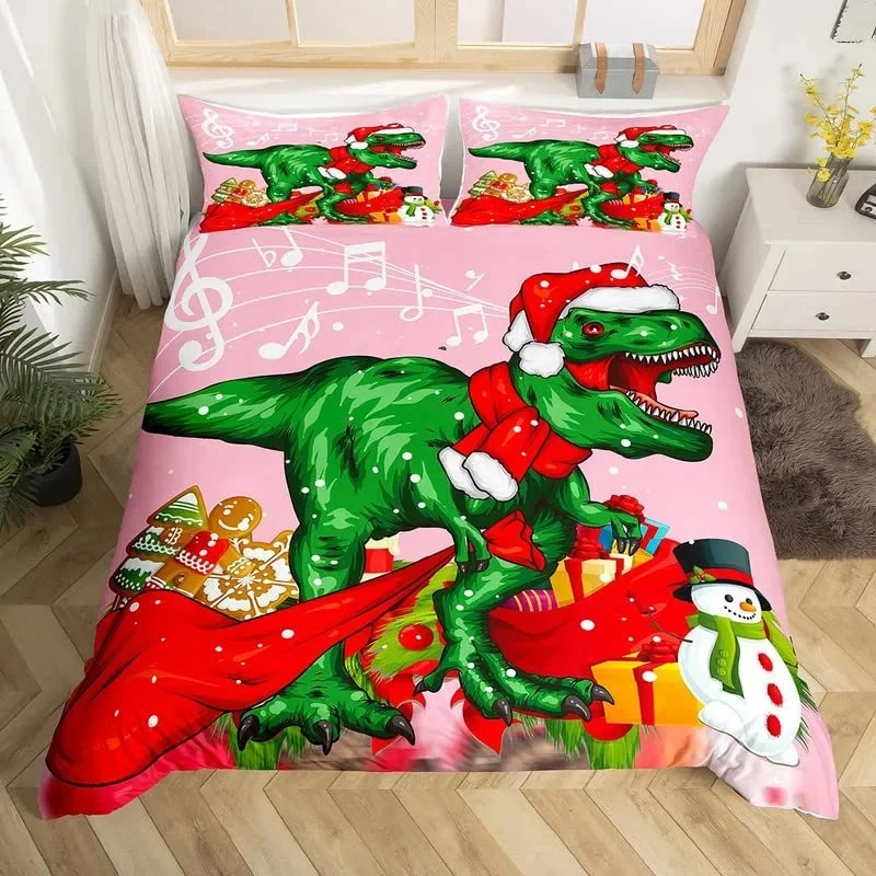 

Cute Jungle Animal Duvet Cover Christmas Comforter Cover Microfiber Cartoon Dinosaur Bedding Set Twin Full King For Child Teens