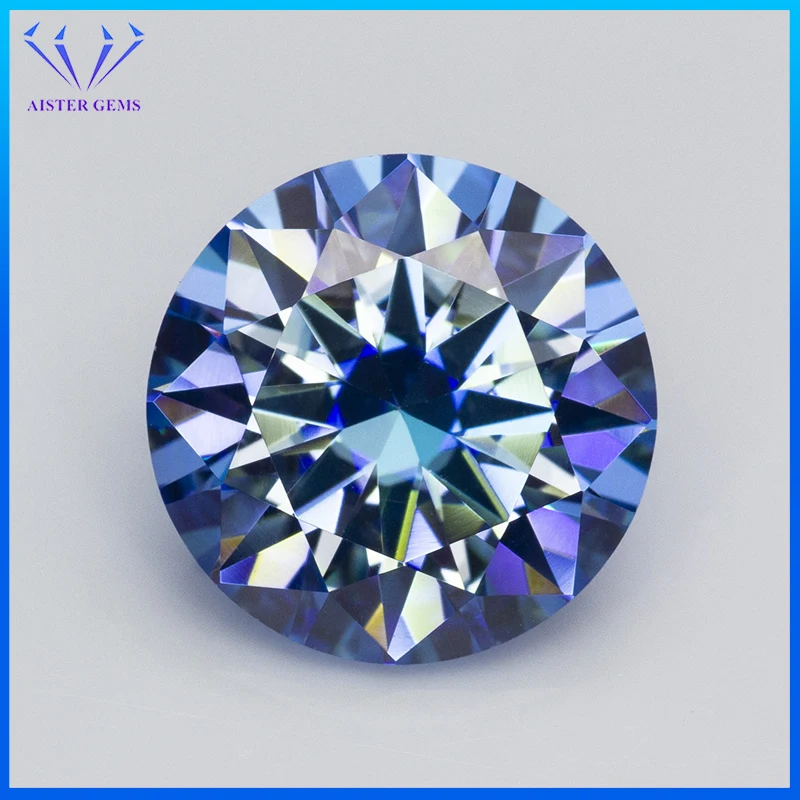 New Klein Blue Round Cut Moissanite Diamonds 0.5-5.0ct Pass Diamond Tester GRA Certificate for Jewelry Making