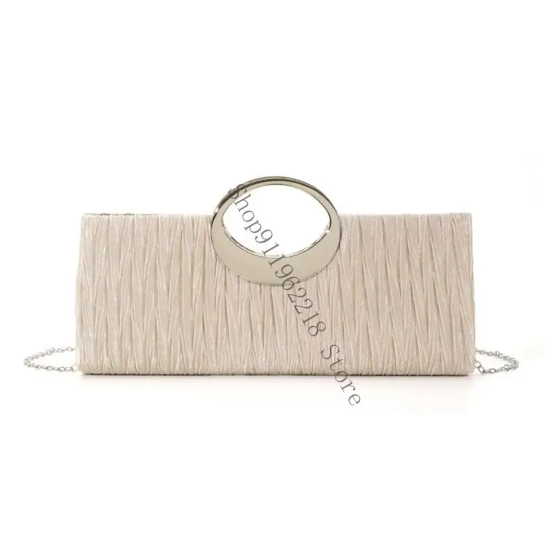 

Rhinestones Satins Handbag for Formal Event Detachable Chain Strap Clutch Purse 066F