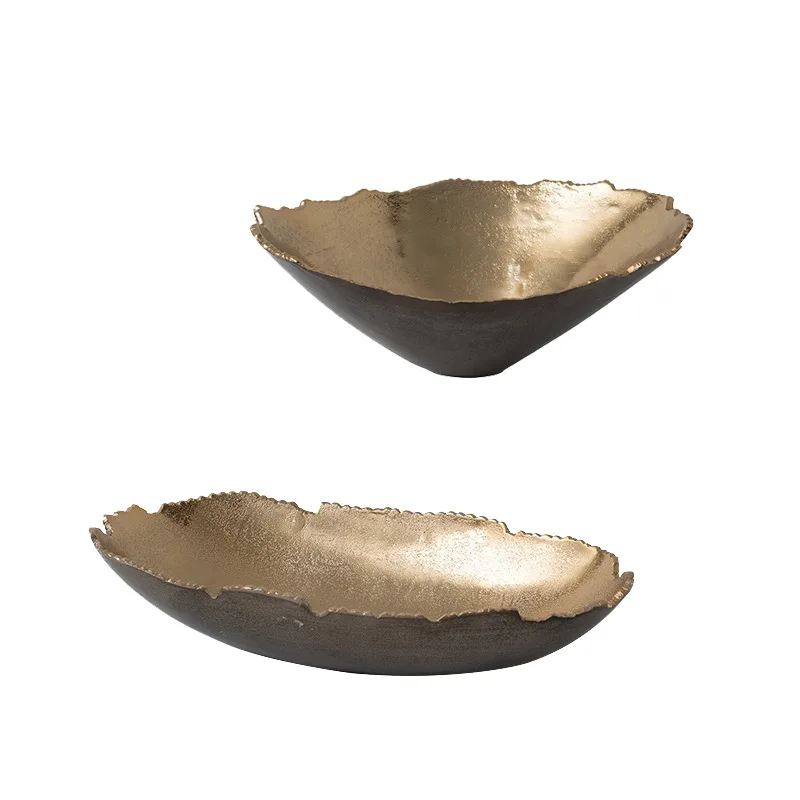 

Modern light luxury oval broken edge decoration tray model room restaurant creative home dining table fruit plate ornament