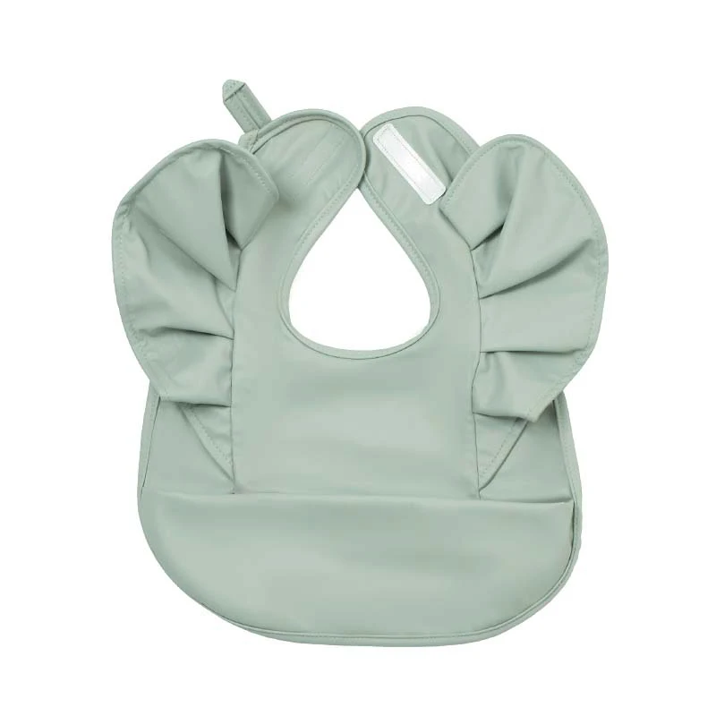 Baby PU Waterproof Bib Food Bag With Angel Wings Children Food Supplement Anti-dirty Saliva Pocket Baberos Bebé Solid Color Bibs