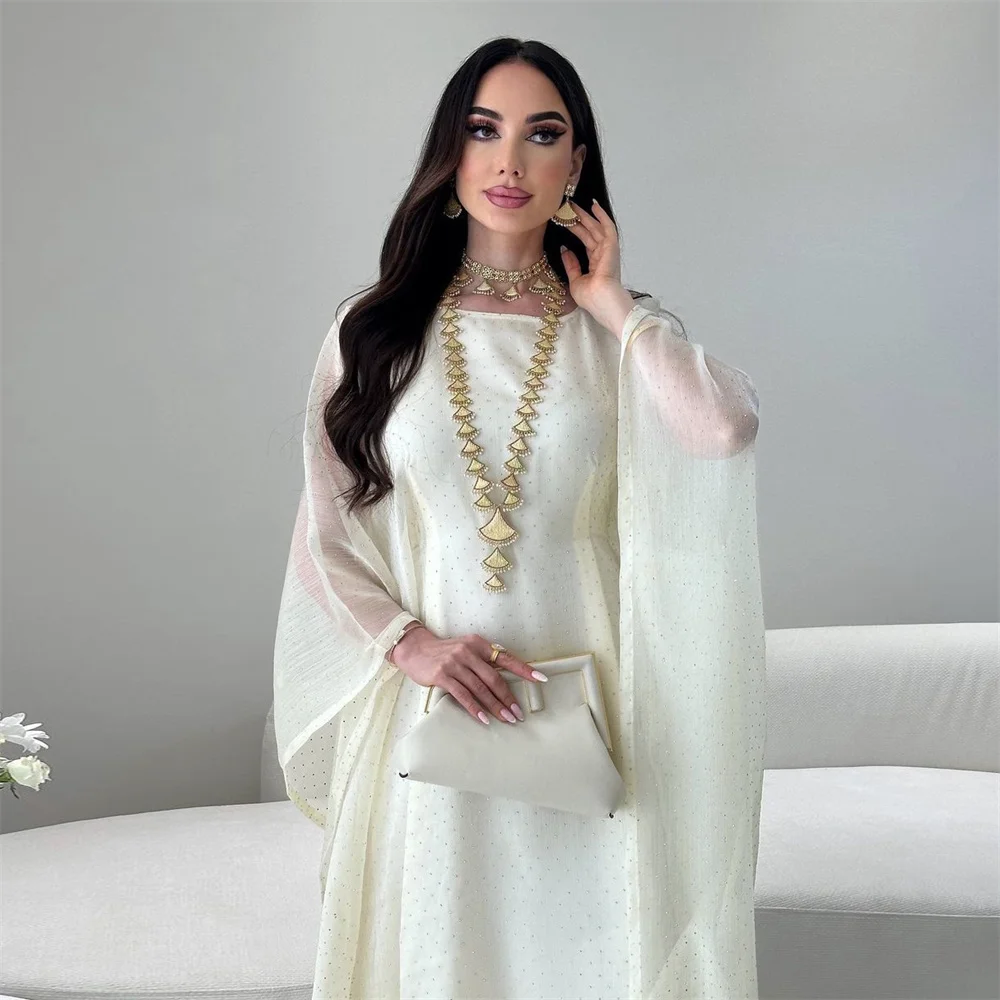 Ramadan Muslim Women Dress Caftan Dubai Abaya Ramadan Gown Abayas Islamic Party Bat Sleeve Long Dresses Eid Vestidos Largos 2024