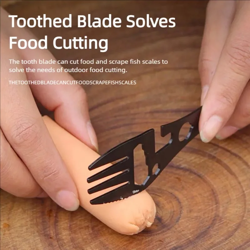 Camping Multifunctional Whistle Knife Outdoor Survival Gear Fork Spoon Set Kitchen Tool Wrench Bottle Opener Emergency Equipment
