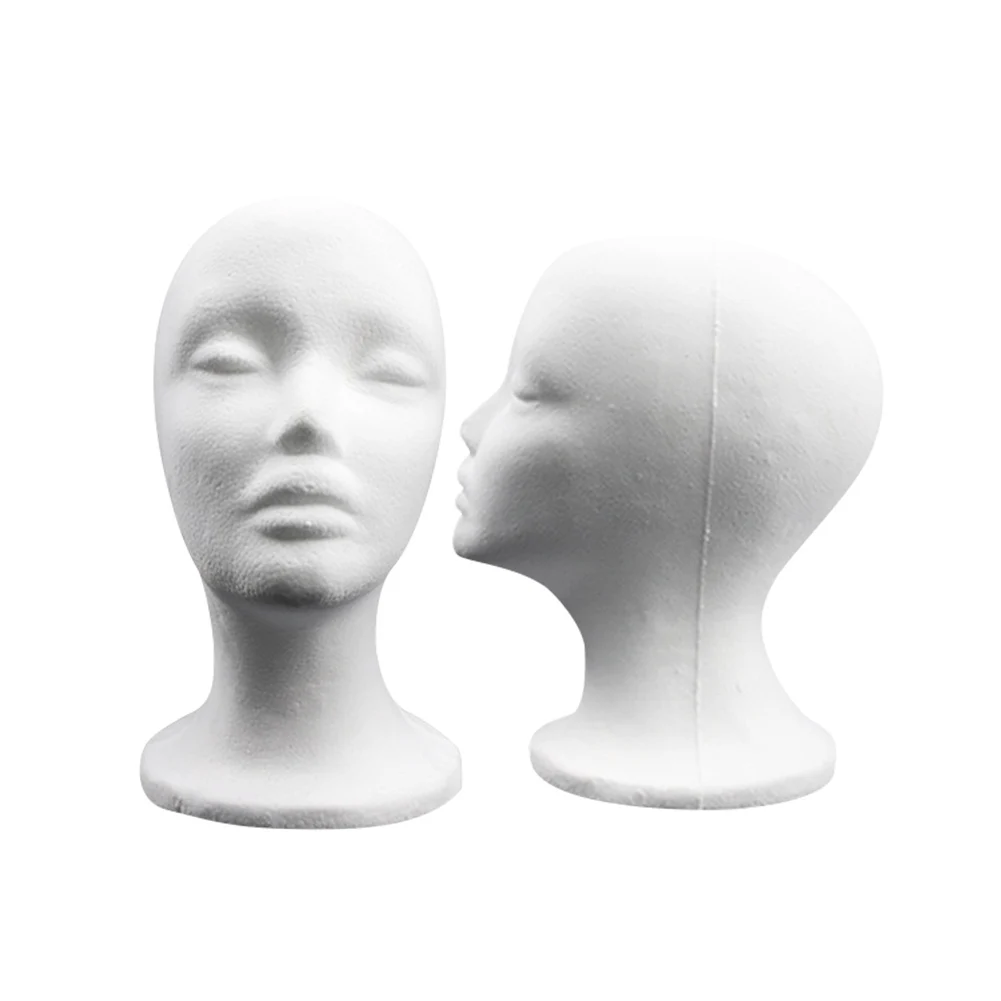 Flocking Foam Female Mannequin Head Model Wigs Glasses Display Holder Stand Professional Clothes Store Photograph Props