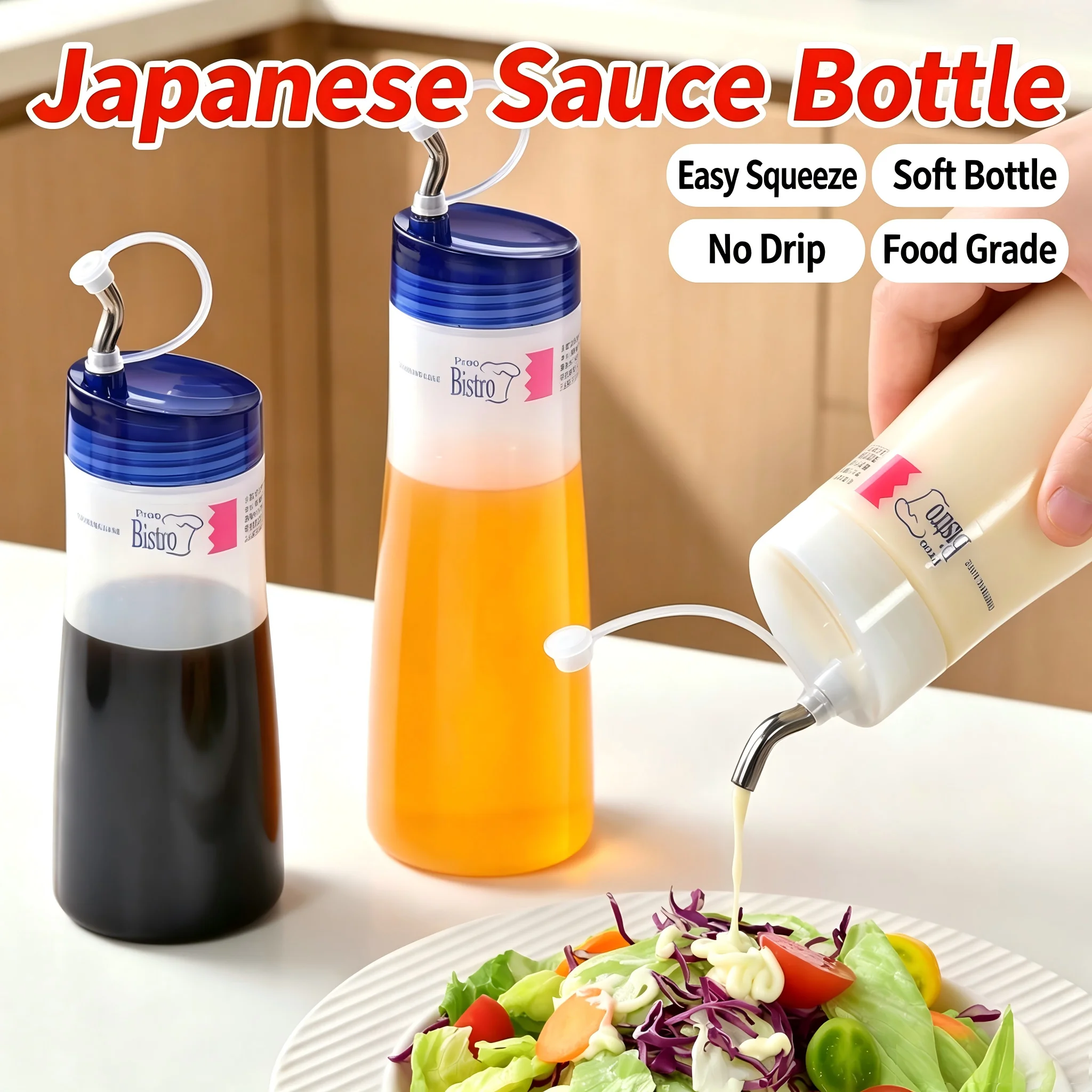 Squeezable Seasoning Bottle Multi‑functional Kitchen Oil Pot Soy Sauce Salad Dressing Storage Bottle
