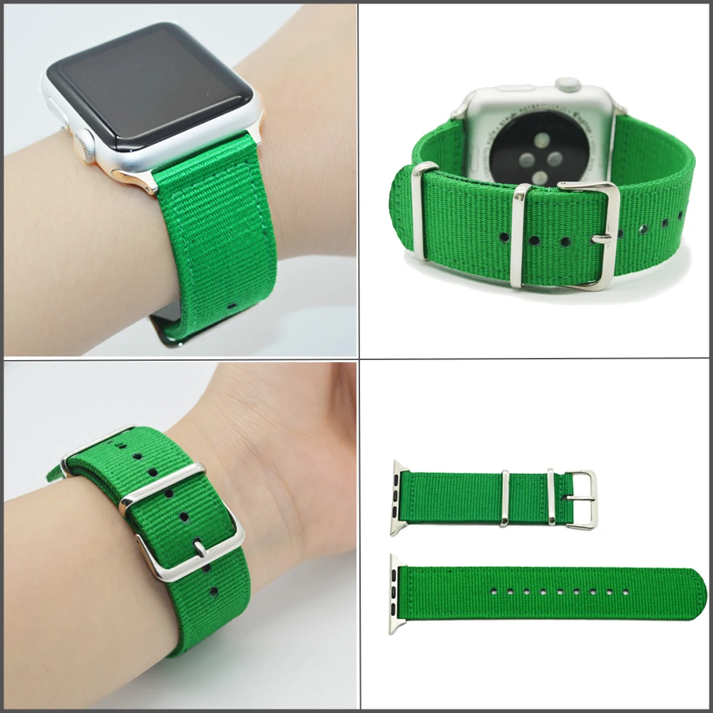 For Apple Watch Nylon Strap 41/45MM Series 7/SE/6/5/4/3/2/1 Rainbow Band Strap Adapters Metal Buckle  Iwatch 38/40/42/44MM