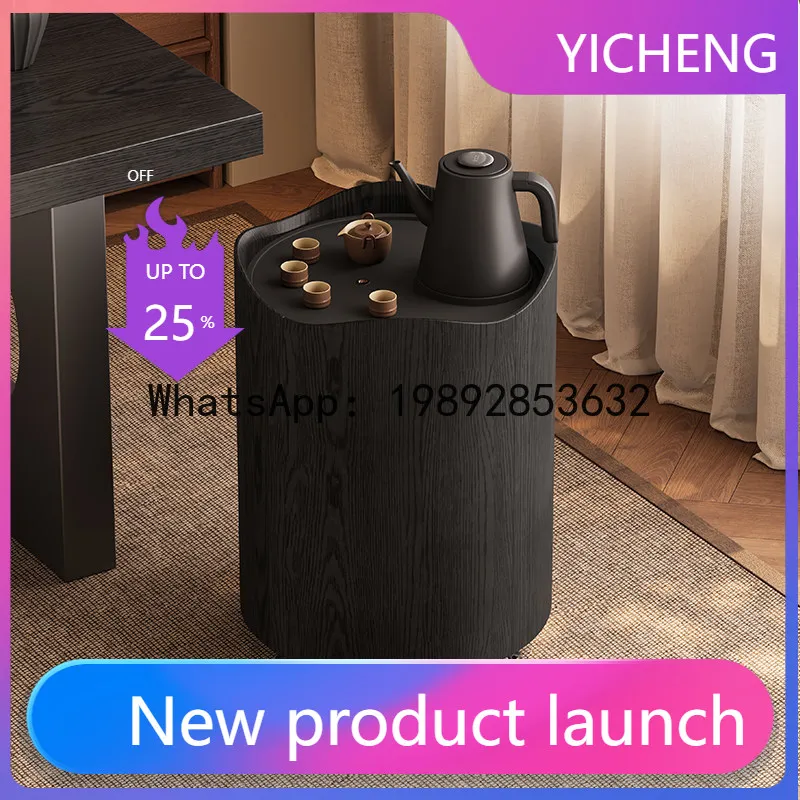 Hys movable tea table for home living room side table round tea cabinet