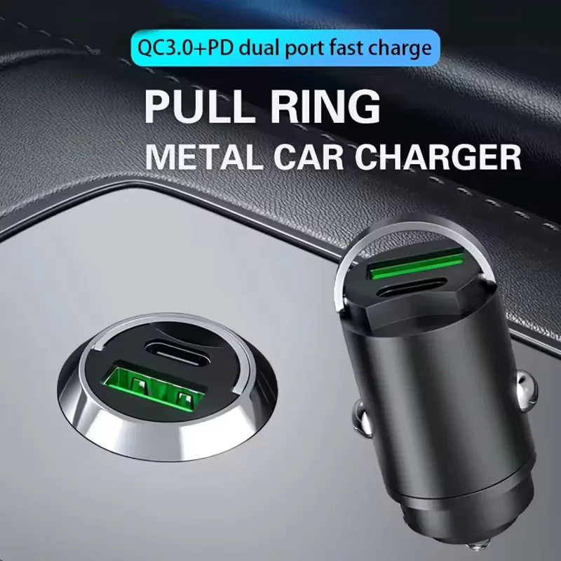 

100 Вт/200 Вт Мини-автомобильное зарядное устройство USB/QC3.0 PD 12-24 В Автомобильное зарядное устройство USB типа C для Xiaomi Samsung Huawei iPhone