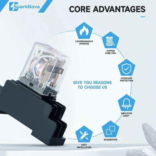 Imagen 2 del producto 5 uds LY2NJ LY3NJ LY4NJ relé de potencia de carril DIN 12V 24V DC 110V 220V 380V AC con Base de enchufe Micro Mini relé de Control Industrial