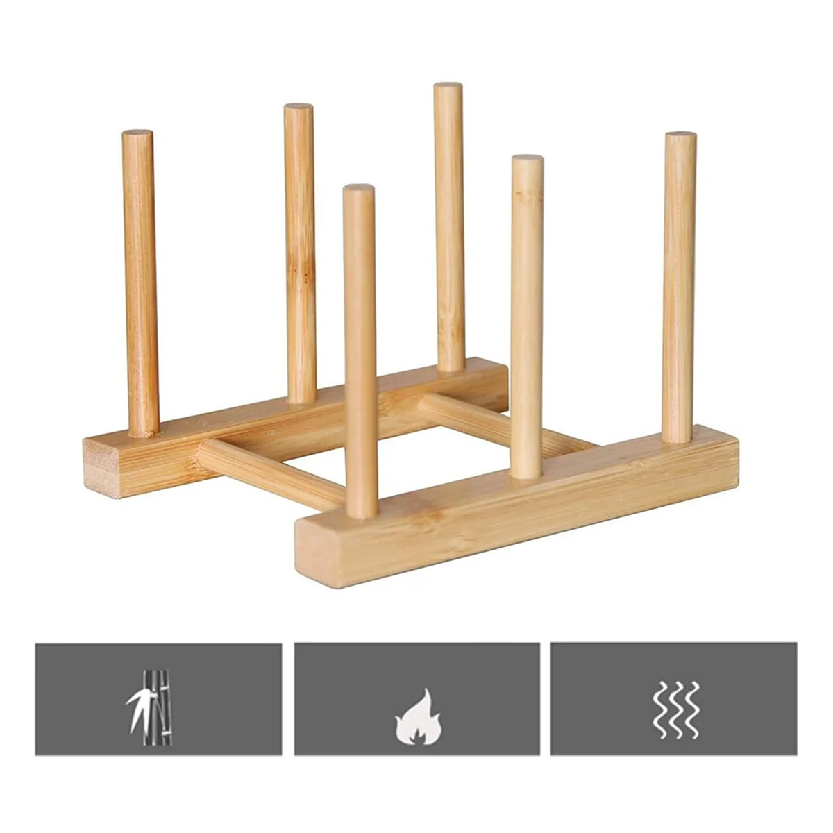 SPOR Kitchen Organizer Pot Lid Holder Bamboo Storage Rack Multifunctional Dish Plate Pan Cutting Board Stand Bookshelf