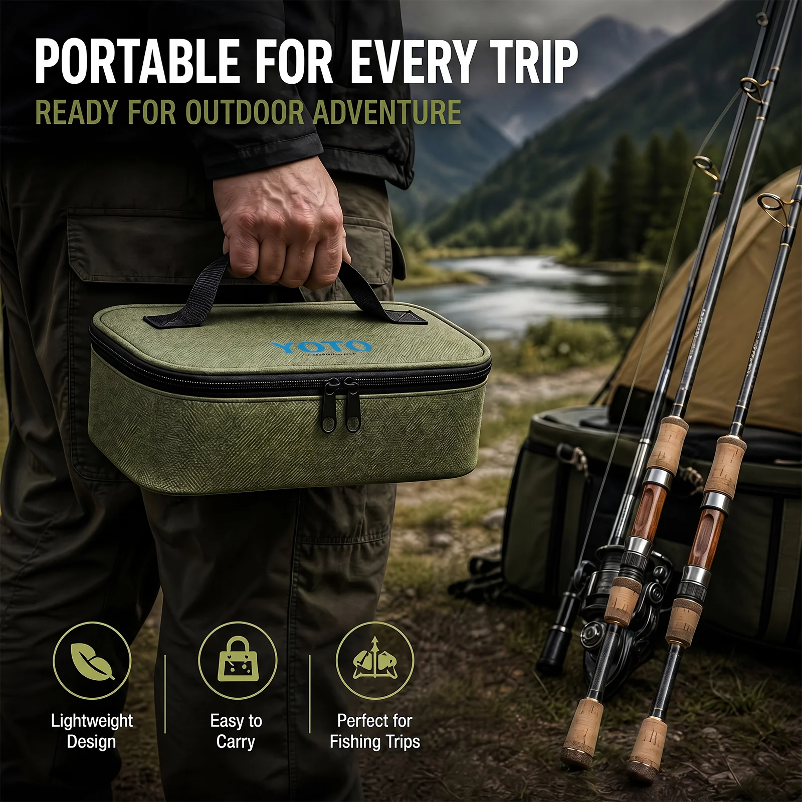 Three sizes of carp fishing bags S, M, L, for storing fishing reels and bait, tackle accessory organizer bag