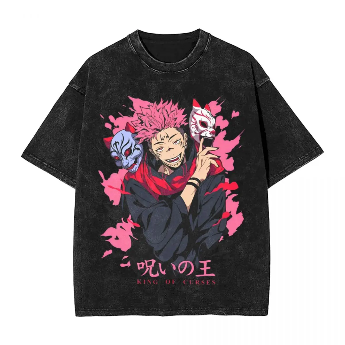 Sukuna Splash Art - Jujutsu Kaisen T Shirt Washed Short Sleeve Oversize T-Shirt Novelty Men Women Tops Streetwear Graphic Tees