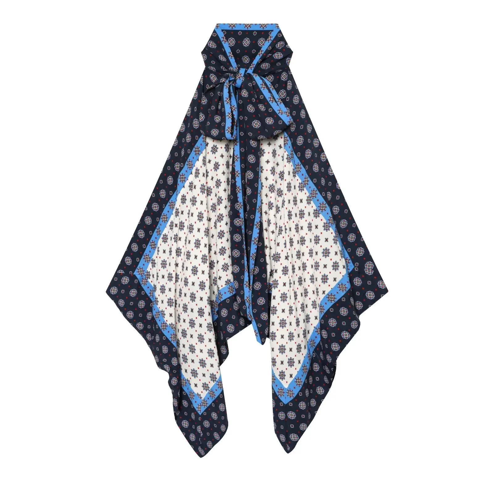 BSAY Summer Women Halter Neck Scarf Print Top Positioning Geometric Print Sleeveless Asymmetric Hem Tie Back Casual Boho Blouse