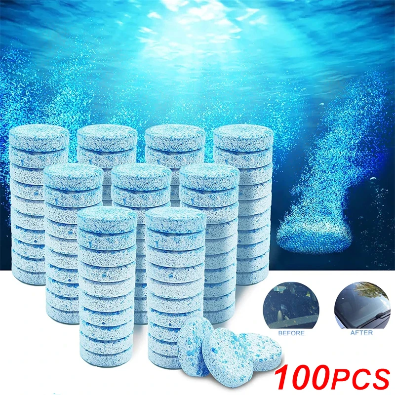 10/100pcs Windshield Solid Cleaner Car Windscreen Wiper Effervescent Tablets Glass Toilet Washer Spray Cleaner Auto Accessories