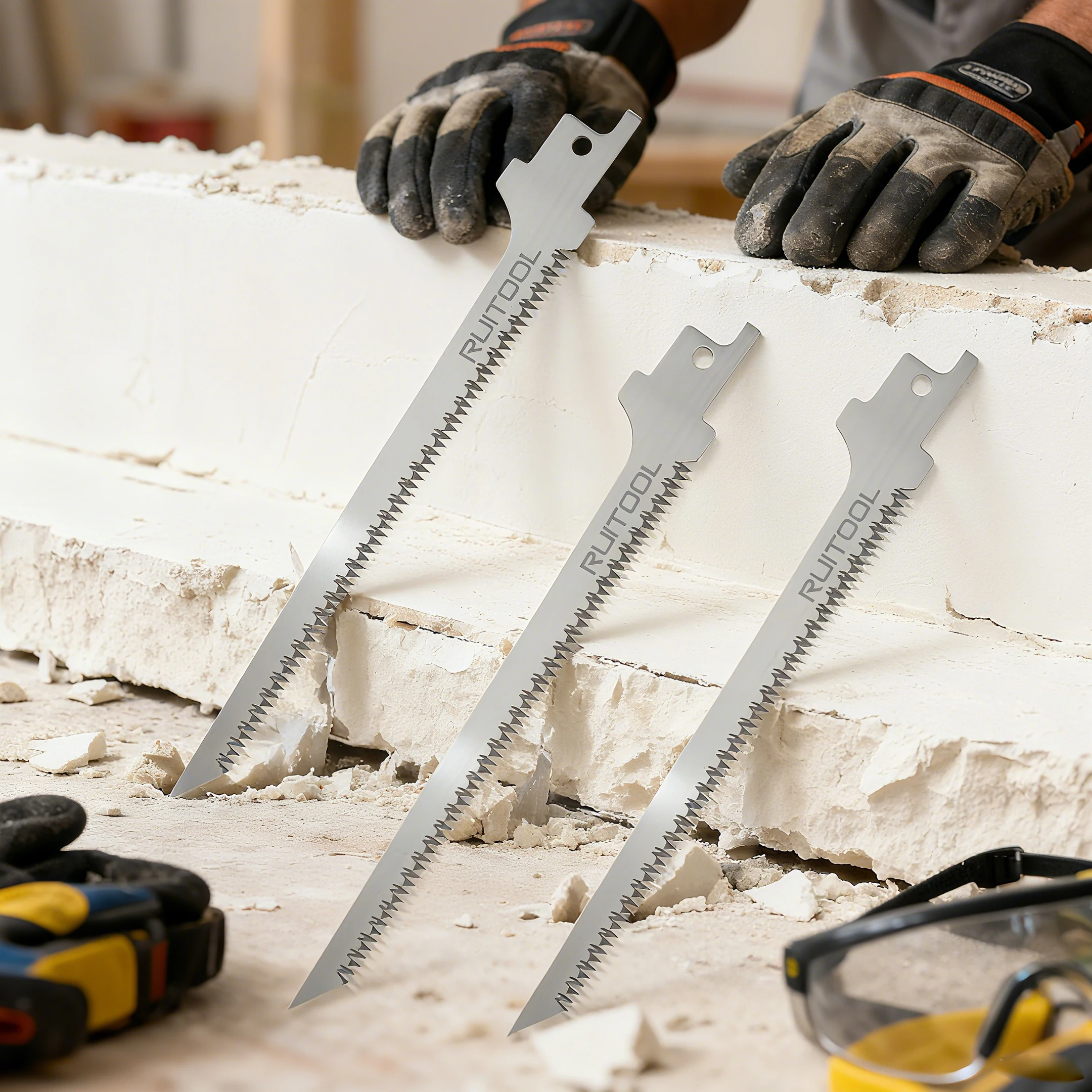 3Pcs Drywall Blades SK5 Steel Reciprocating Saw Blades Cutting Tools for Cutting Drywall Construction Workers