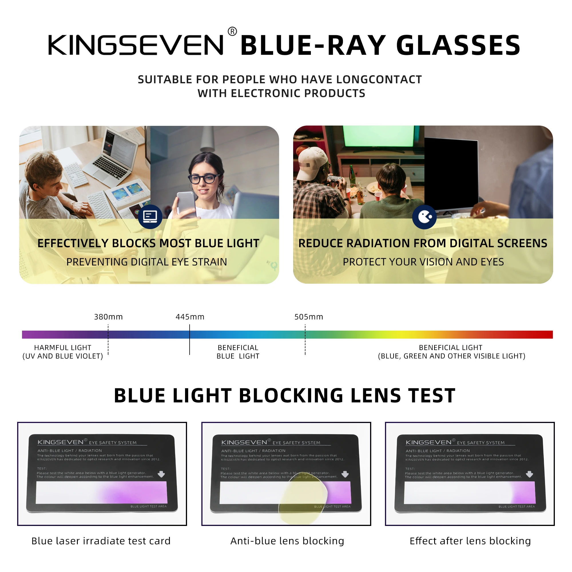 Kingseven Anti-Blaulicht Brille transparente Linse Frauen Männer Computers piel Brille Blue Ray Blocking Lidschatten Brille – Detail 4