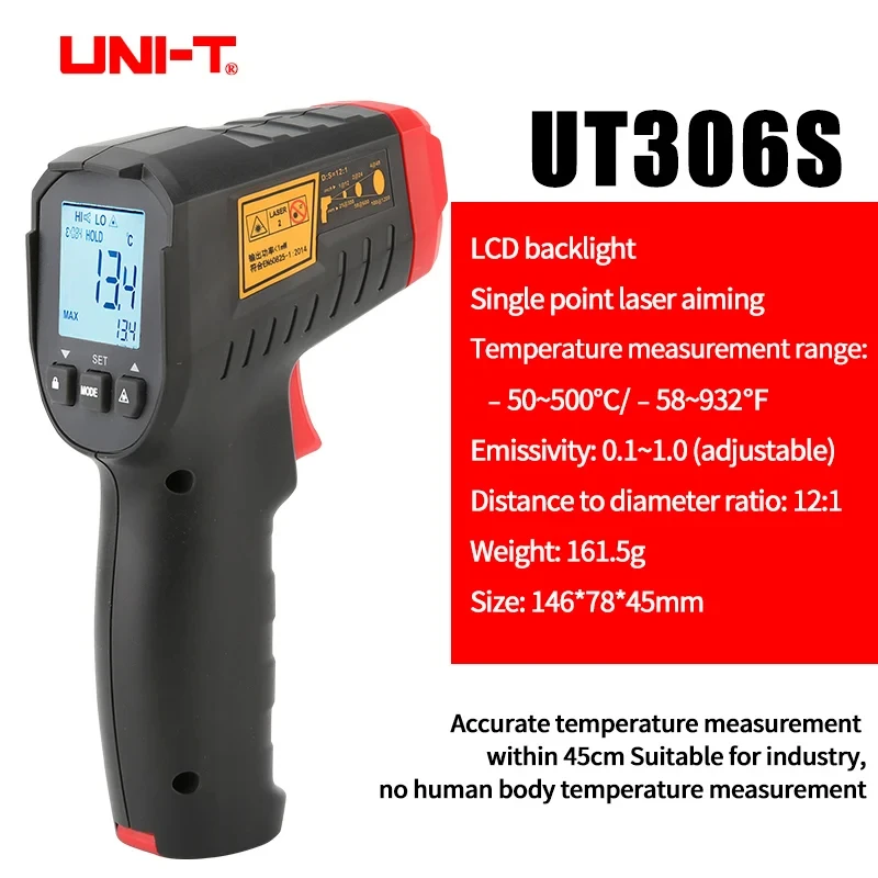UNI-T nfrared Digital Thermometer Industrial Non-contact Thermometer Digital Gun Temperature Measurement Device UT300S /306C/301 image 4