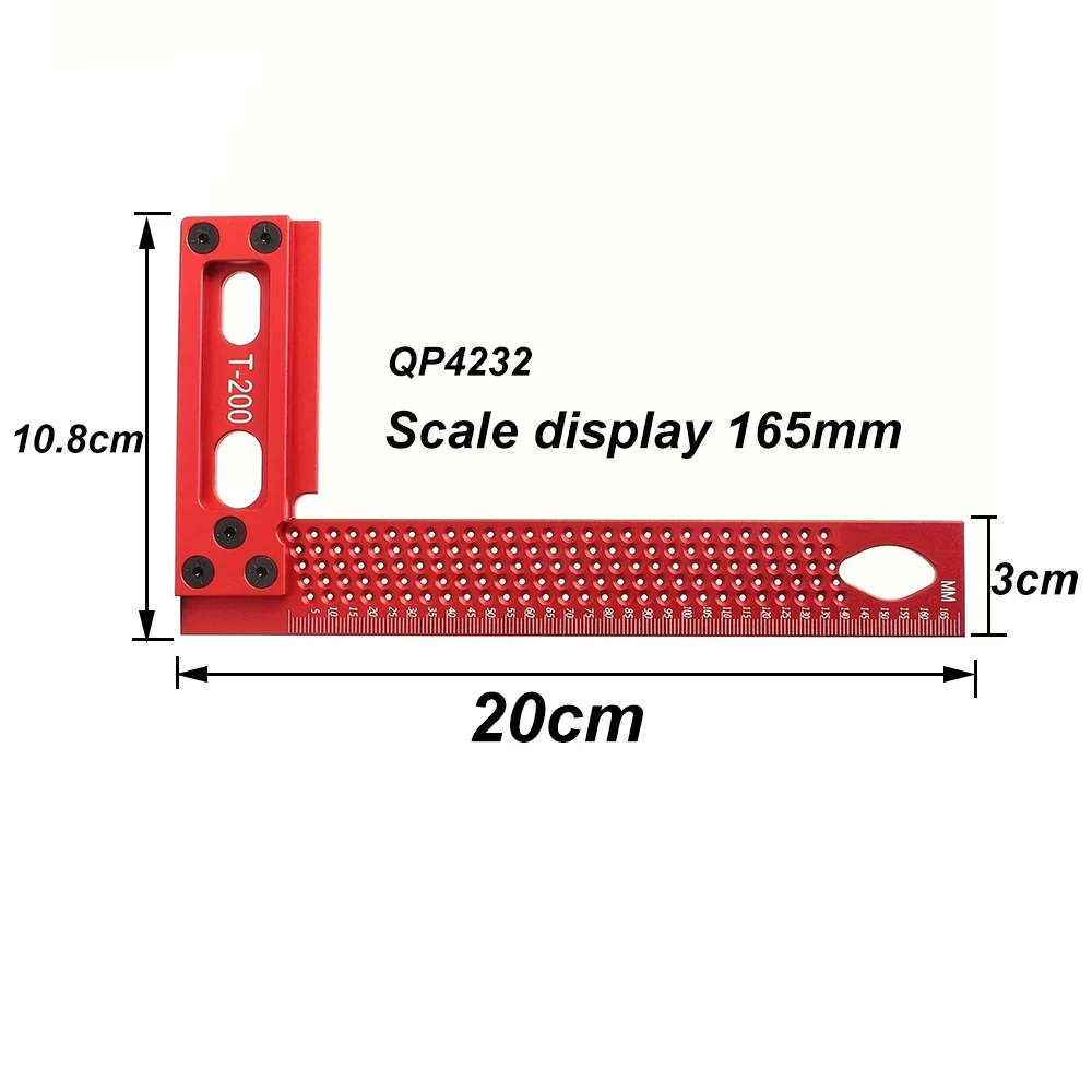 T-vormige liniaal Vierkant T-type Kraspen Mark Meting Aluminium Precisie Kruiskalibratie Liniaal Houtbewerkingsgereedschap