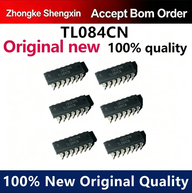 （5pcs-10pcs）New TL084 TL084CN DIP-14 pin direct insertion four-way operational amplifier JFET linear buffer