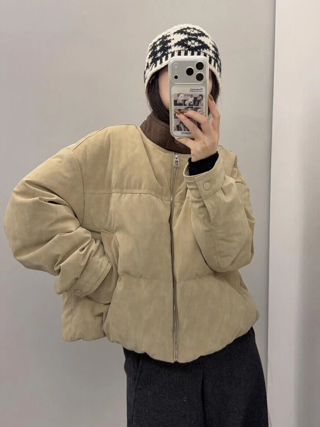 

Ретро-куртка цвета хаки с круглым вырезом, хлопковая, женская, модная, высококачественная, повседневная, универсальная, зимняя, новинка, хлопковая одежда