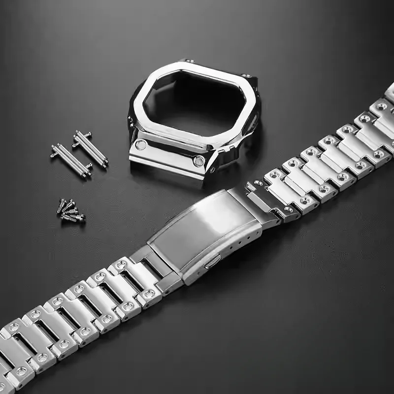 

For Casio DW5600 GW-M5610 G5600E Modified Kit Metal Case Watch Strap DW 5035 5600 Stainless Steel Refit Watch band accessories