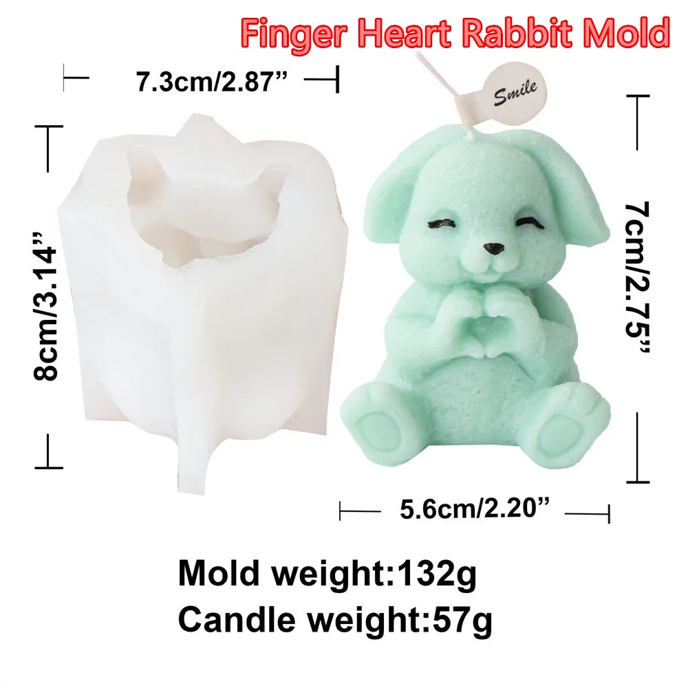 1pc 3D Rabbit Silicone Mold for DIY Pudding, Chocolate, Candy, Desserts, Soap, Aromatherapy Candle, Plaster, Polymer Clay